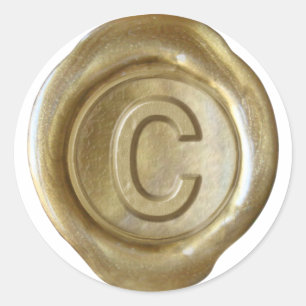 Wax Seal Monogram - Goud - Vet C - Ronde Sticker