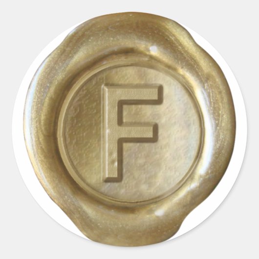 Wax Seal Monogram - Goud - Vet F - Ronde Sticker (Voorkant)