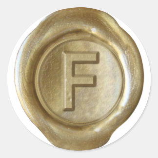 Wax Seal Monogram - Goud - Vet F - Ronde Sticker
