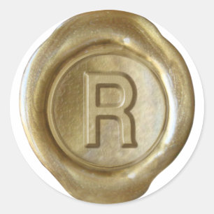 Wax Seal Monogram - Goud - Vet R - Ronde Sticker