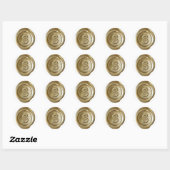 Wax Seal Monogram - Goud - Vet S - Ronde Sticker (Vel)