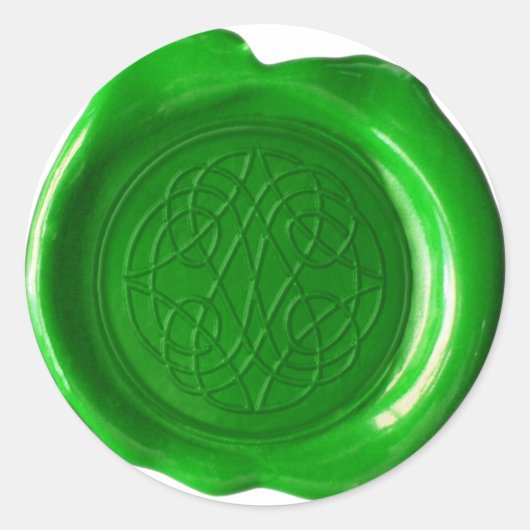 Wax Seal Monogram - Iers Groen - Keltisch - Ronde Sticker (Voorkant)