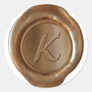 Wax Seal Monogram - Koper - Artistisch K - Ronde Sticker