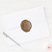Wax Seal Monogram - Koper - Oude Engelse M - Ronde Sticker (Envelop)
