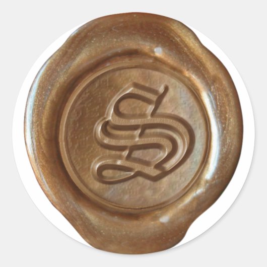 Wax Seal Monogram - Koper - Oudengels - Ronde Sticker (Voorkant)