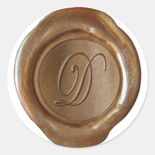 Wax Seal Monogram - Koper - Script D - Ronde Sticker (Voorkant)