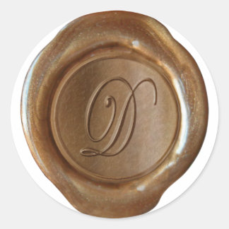 Wax Seal Monogram - Koper - Script D - Ronde Sticker