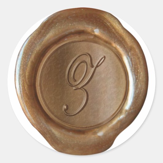 Wax Seal Monogram - Koper - Script Z - Ronde Sticker (Voorkant)