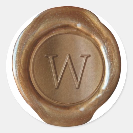 Wax Seal Monogram - Koper - Serif W - Ronde Sticker (Voorkant)