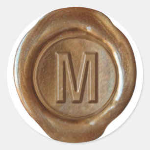 Wax Seal Monogram - Koper - Vet M - Ronde Sticker
