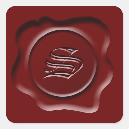Wax Seal Monogram Letter S Vierkante Sticker (Voorkant)