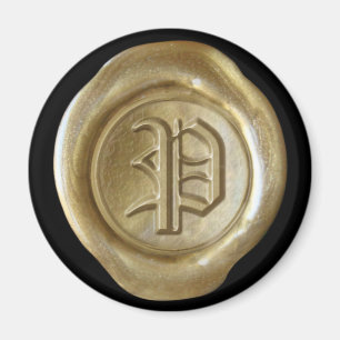 Wax Seal Monogram Magnet - Gold - Oud Engels - Magneet