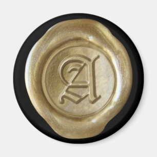 Wax Seal Monogram Magnet - Gold - Oud Engels - Magneet