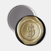 Wax Seal Monogram Magnet - Gold - Oud Engels - Magneet (Voorkant / Achterkant)