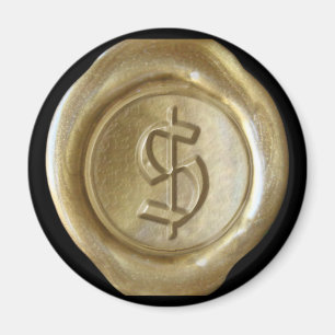 Wax Seal Monogram Magnet - Gold - Oud Engels - Magneet