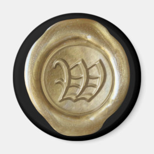 Wax Seal Monogram Magnet - Gold - Oud Engels - Magneet