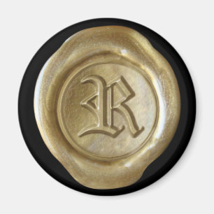 Wax Seal Monogram Magnet - Gold - Oud Engels - Magneet