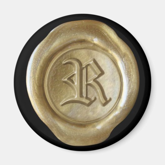 Wax Seal Monogram Magnet - Gold - Oud Engels - Magneet (Voorkant)