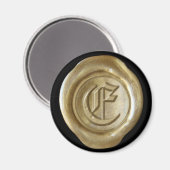 Wax Seal Monogram Magnet - Gold - Oud Engels - Magneet (Voorkant / Achterkant)