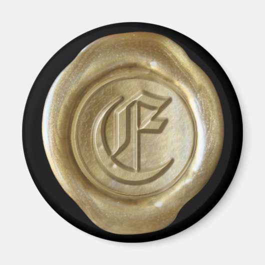 Wax Seal Monogram Magnet - Gold - Oud Engels - Magneet (Voorkant)