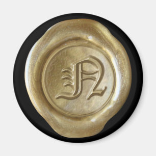 Wax Seal Monogram Magnet - Gold - Oud Engels - Magneet