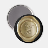 Wax Seal Monogram Magnet - Gold - Script Style - Magneet (Voorkant / Achterkant)