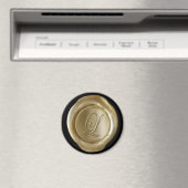 Wax Seal Monogram Magnet - Gold - Script Style - Magneet (Insitu (Vaatwasser))