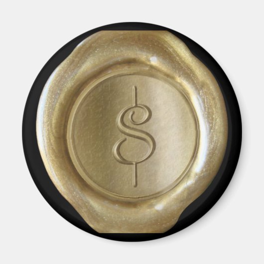 Wax Seal Monogram Magnet - Gold - Script Style Magneet (Voorkant)