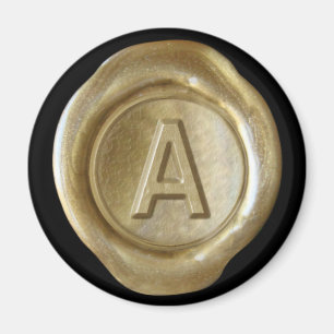 Wax Seal Monogram Magnet - Gold - Vette stijl - Magneet