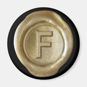 Wax Seal Monogram Magnet - Gold - Vette stijl - Magneet