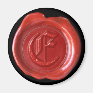 Wax Seal Monogram Magnet - Rood - Oud Engels - Magneet