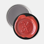 Wax Seal Monogram Magnet - Rood - Oud Engels - Magneet (Voorkant / Achterkant)