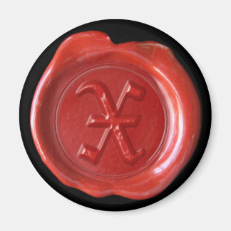 Wax Seal Monogram Magnet - Rood - Oud Engels - Magneet