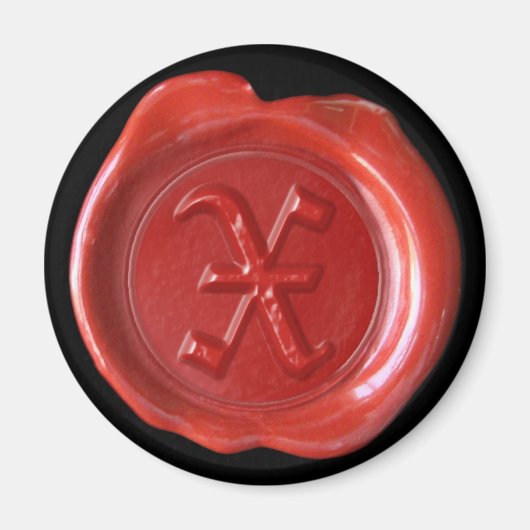 Wax Seal Monogram Magnet - Rood - Oud Engels - Magneet (Voorkant)