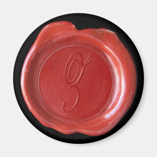 Wax Seal Monogram Magnet - Rood - Script Style - Magneet (Voorkant)