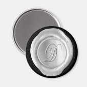Wax Seal Monogram Magnet - Silver - Script Style - Magneet (Voorkant / Achterkant)