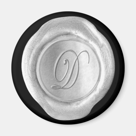 Wax Seal Monogram Magnet - Silver - Script Style - Magneet (Voorkant)