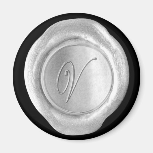 Wax Seal Monogram Magnet - Silver - Script Style - Magneet (Voorkant)