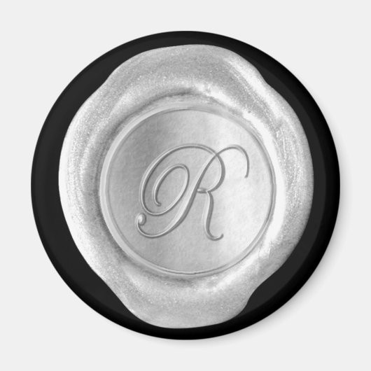 Wax Seal Monogram Magnet - Silver - Script Style - Magneet (Voorkant)