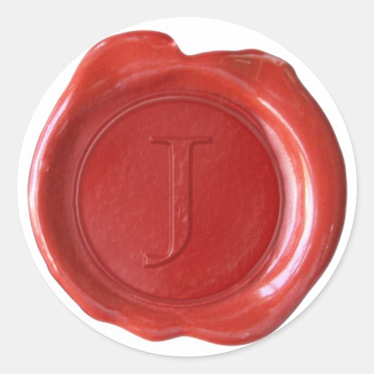 Wax Seal Monogram - Rood - Serif J - Ronde Sticker (Voorkant)
