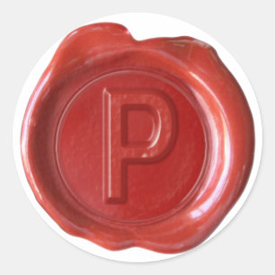 Wax Seal Monogram - Rood - Vet P - Ronde Sticker