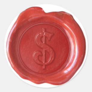 Wax Seal Monogram - Rood - Victoriaans $ - Ronde Sticker