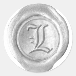 Wax Seal Monogram - Silver - Old English L - Ronde Sticker