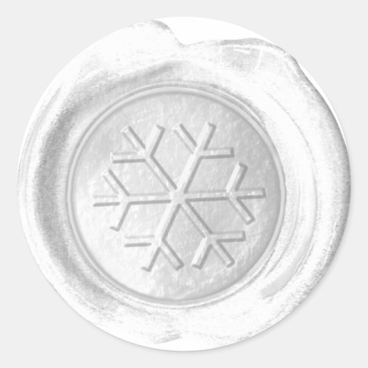 Wax Seal Monogram - Wit - Sneeuwvlok - Ronde Sticker (Voorkant)
