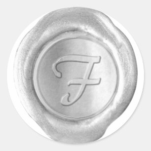 Wax Seal Monogram - Zilver - Artistieke stijl F - Ronde Sticker