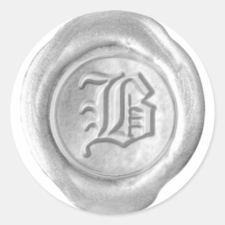 Wax Seal Monogram - Zilver - Oud Engels B - Ronde Sticker