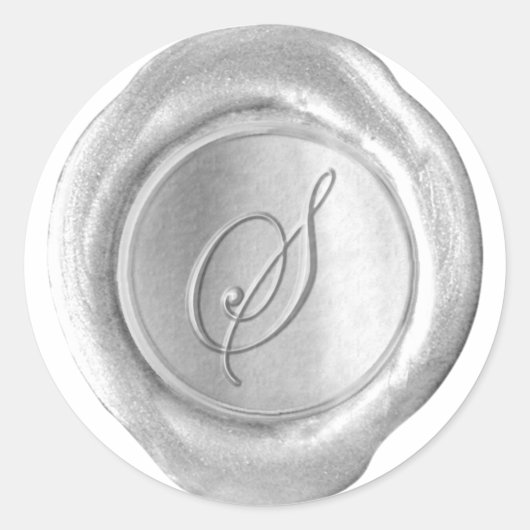 Wax Seal Monogram - Zilver - Script S - Ronde Sticker (Voorkant)