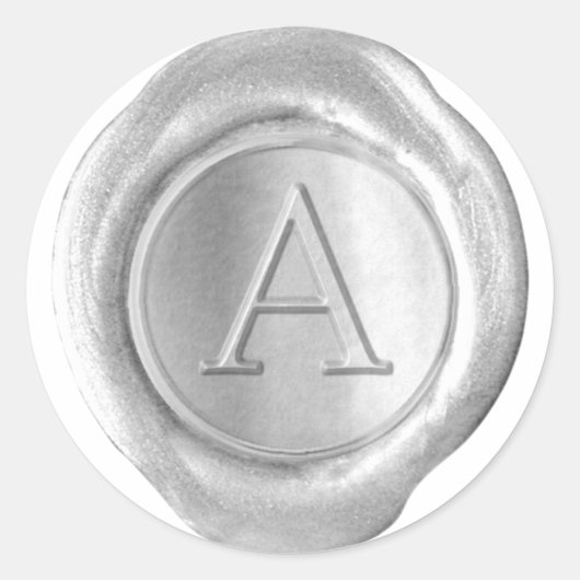 Wax Seal Monogram - Zilver - Serf A - Ronde Sticker (Voorkant)