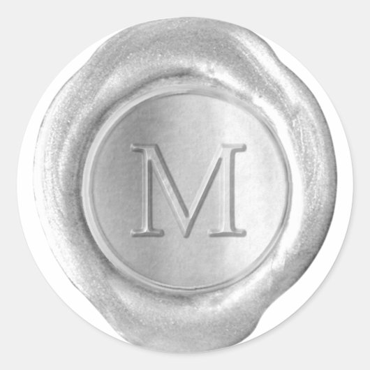 Wax Seal Monogram - Zilver - Serif M - Ronde Sticker (Voorkant)
