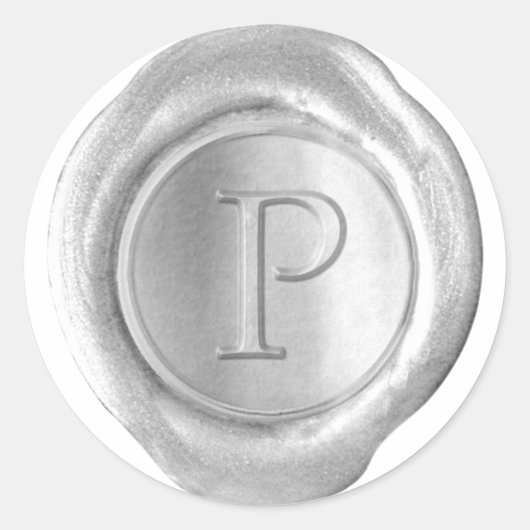 Wax Seal Monogram - Zilver - Serif P - Ronde Sticker (Voorkant)